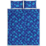 Blue Holy Bible Pattern Print Quilt Bed Set