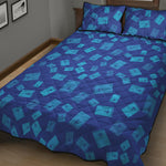 Blue Holy Bible Pattern Print Quilt Bed Set