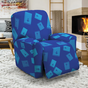 Blue Holy Bible Pattern Print Recliner Slipcover