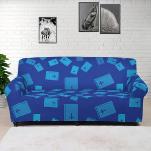 Blue Holy Bible Pattern Print Sofa Cover