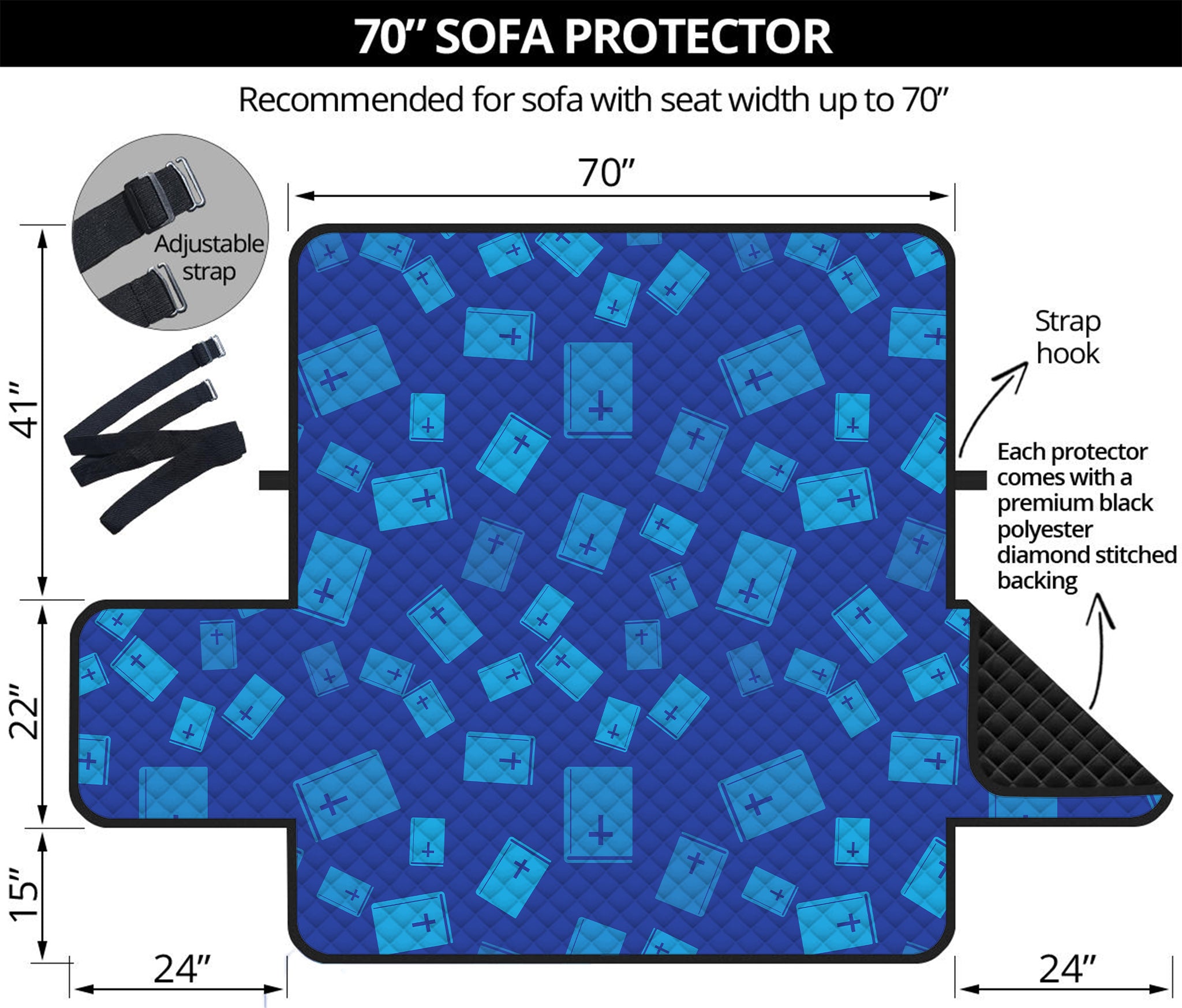 Blue Holy Bible Pattern Print Sofa Protector