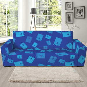 Blue Holy Bible Pattern Print Sofa Slipcover