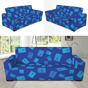 Blue Holy Bible Pattern Print Sofa Slipcover