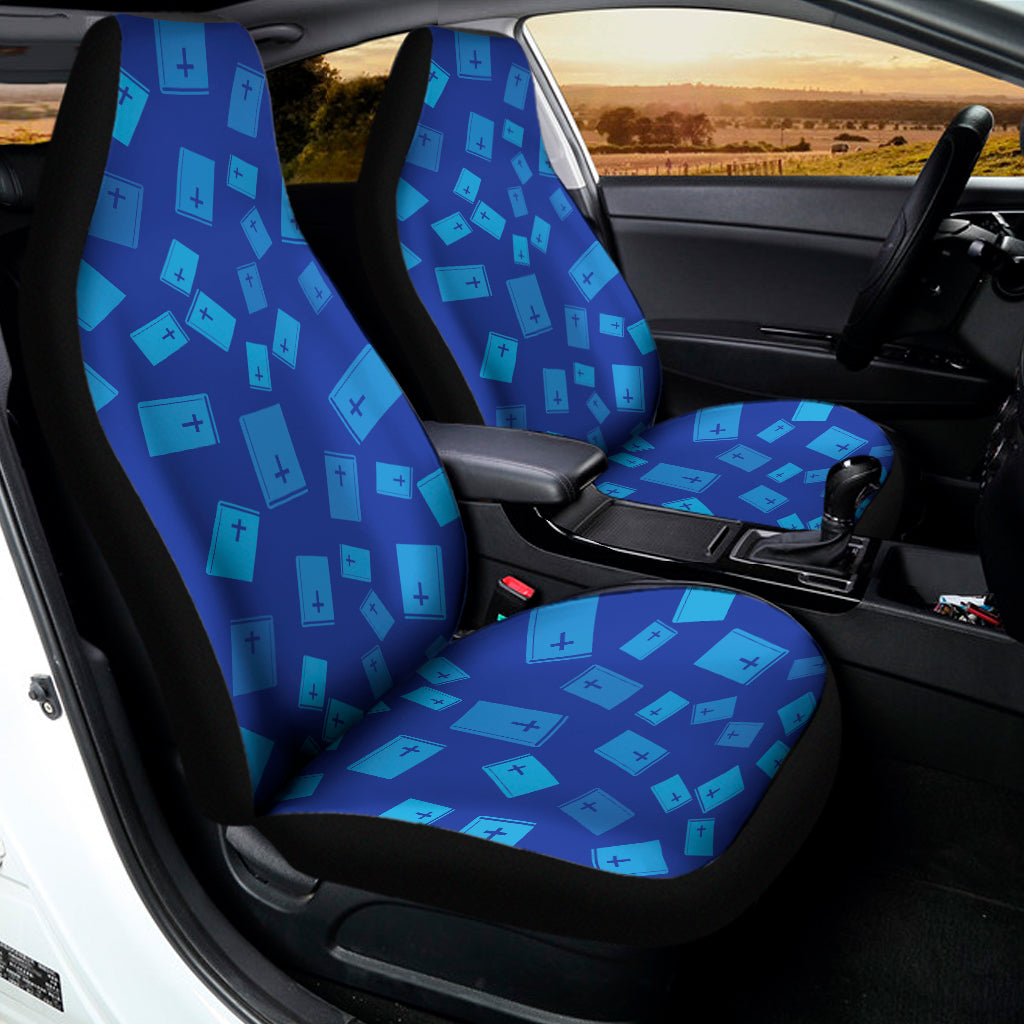 Blue Holy Bible Pattern Print Universal Fit Car Seat Covers