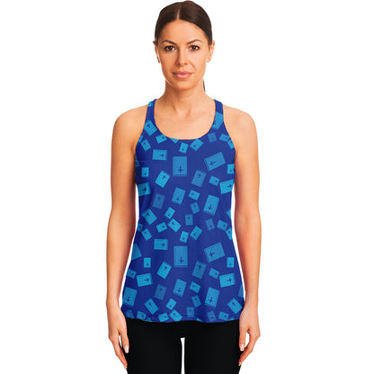 Blue Holy Bible Pattern Print Women's Racerback Tank Top