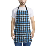 Blue Houndstooth Pattern Print Apron