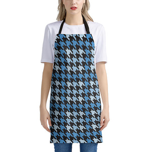 Blue Houndstooth Pattern Print Apron