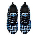 Blue Houndstooth Pattern Print Black Sneakers