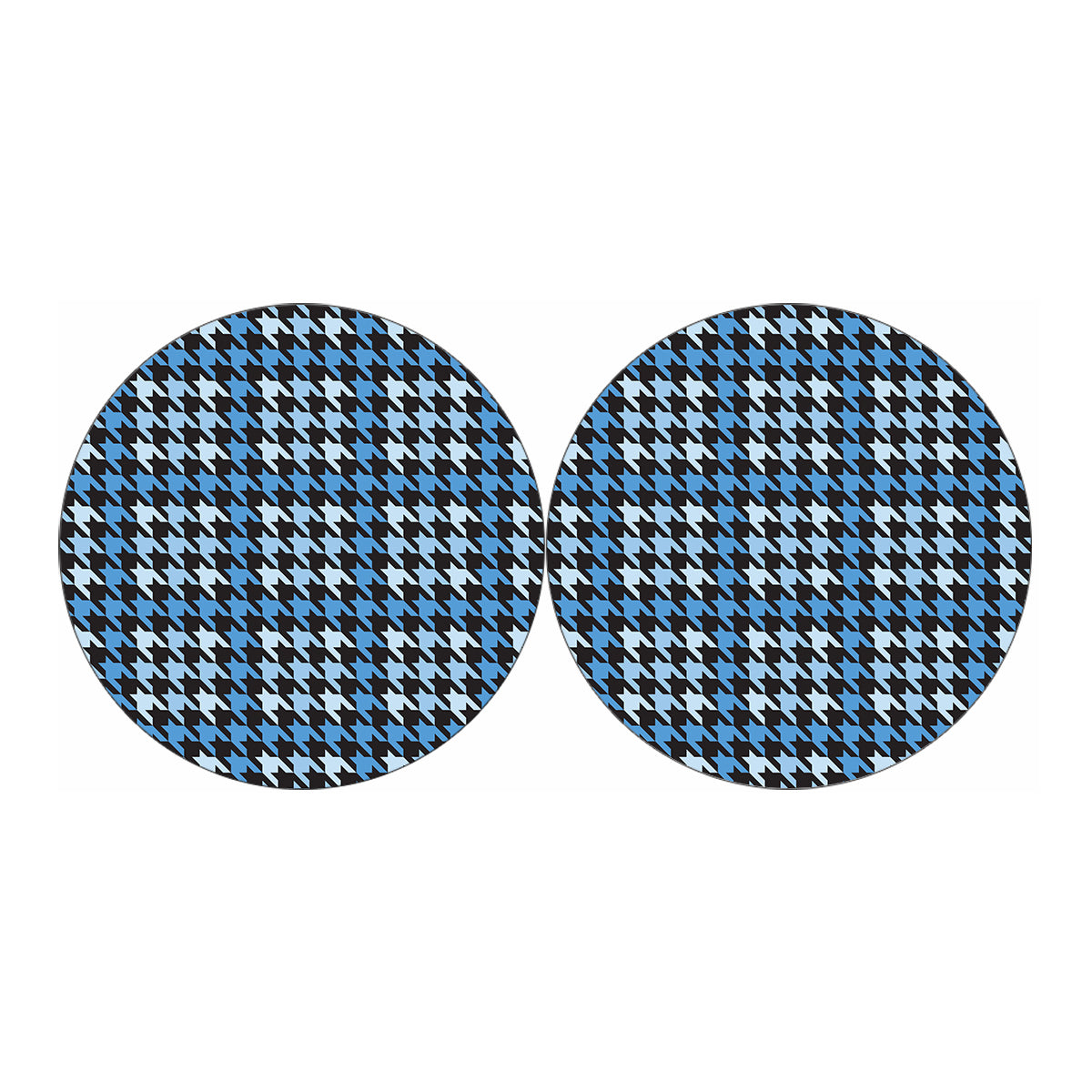 Blue Houndstooth Pattern Print Car Coasters