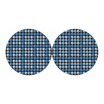 Blue Houndstooth Pattern Print Car Coasters