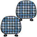 Blue Houndstooth Pattern Print Car Headrest Covers