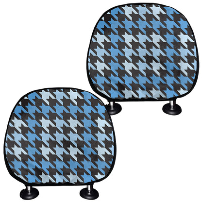 Blue Houndstooth Pattern Print Car Headrest Covers