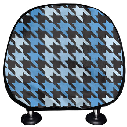 Blue Houndstooth Pattern Print Car Headrest Covers