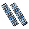 Blue Houndstooth Pattern Print Car Seat Belt Covers