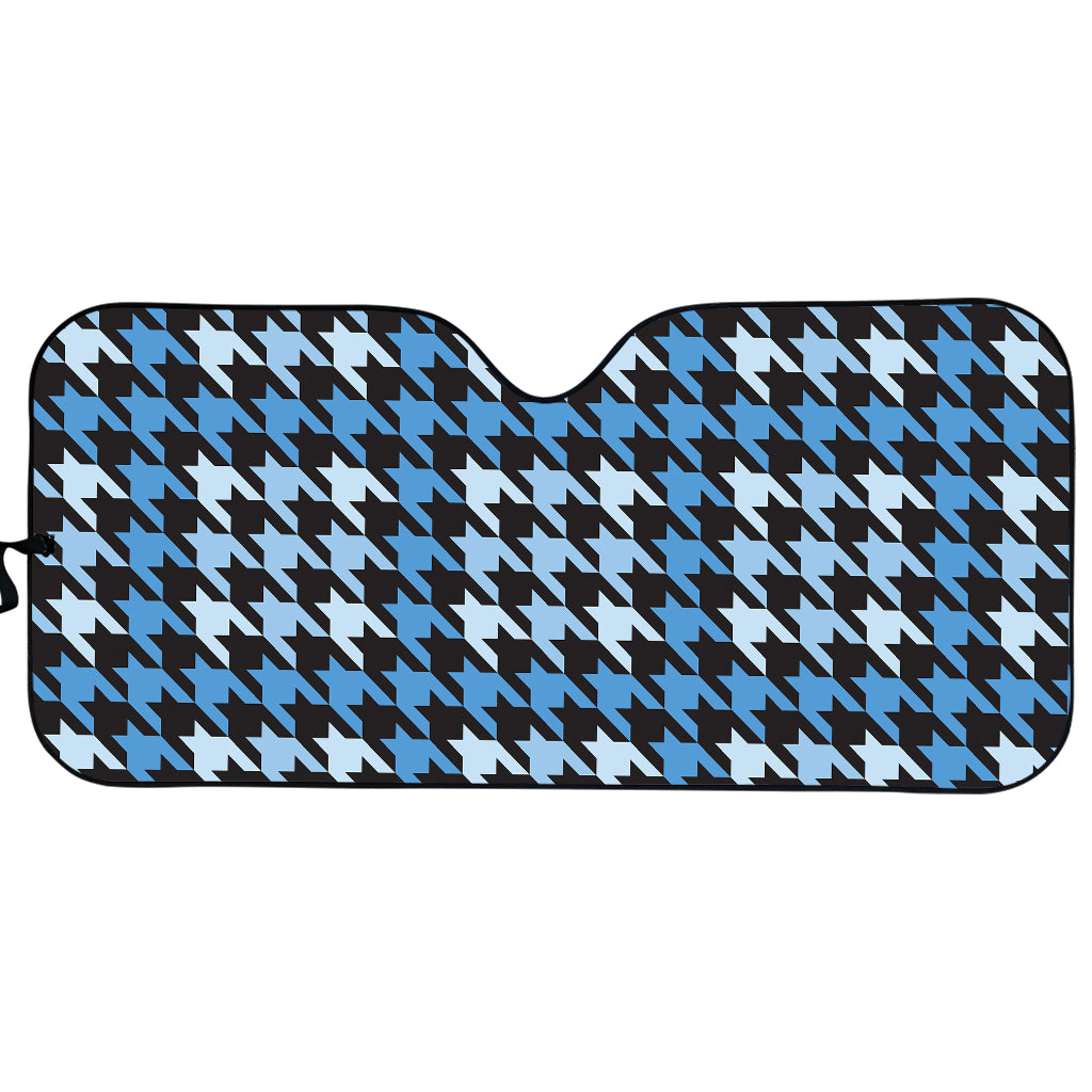 Blue Houndstooth Pattern Print Car Sun Shade