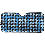 Blue Houndstooth Pattern Print Car Sun Shade