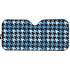 Blue Houndstooth Pattern Print Car Sun Shade