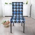 Blue Houndstooth Pattern Print Dining Chair Slipcover