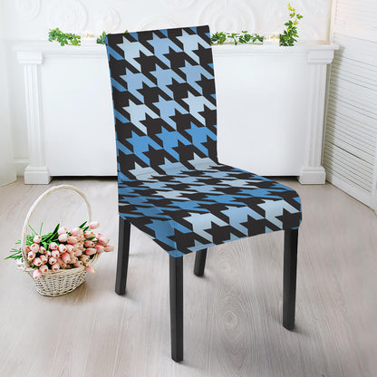 Blue Houndstooth Pattern Print Dining Chair Slipcover