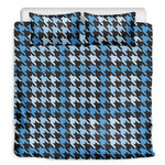 Blue Houndstooth Pattern Print Duvet Cover Bedding Set