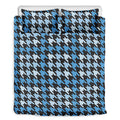 Blue Houndstooth Pattern Print Duvet Cover Bedding Set