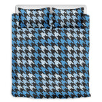 Blue Houndstooth Pattern Print Duvet Cover Bedding Set