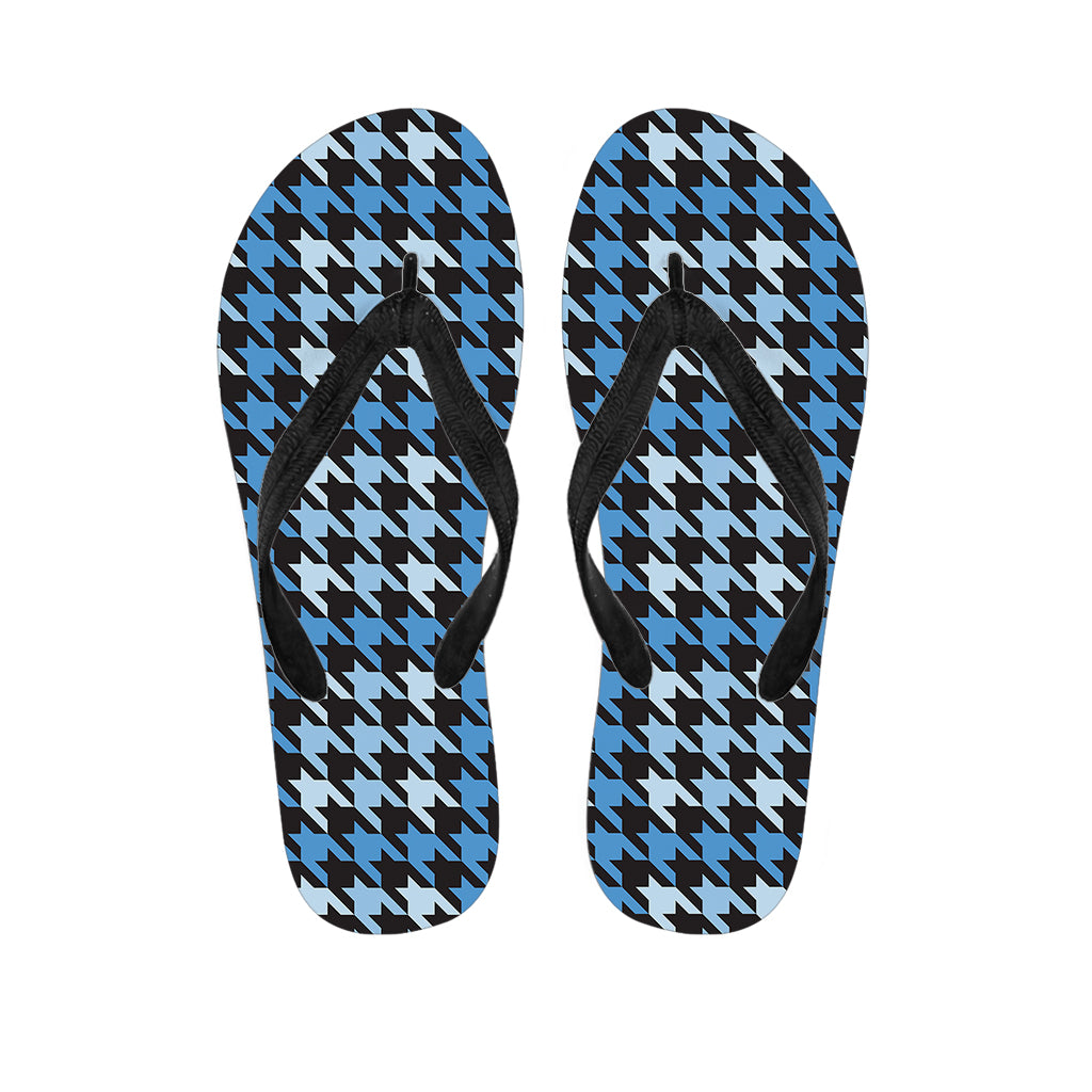 Blue Houndstooth Pattern Print Flip Flops