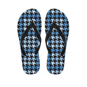 Blue Houndstooth Pattern Print Flip Flops