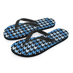 Blue Houndstooth Pattern Print Flip Flops