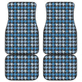 Blue Houndstooth Pattern Print Front and Back Car Floor Mats