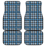 Blue Houndstooth Pattern Print Front and Back Car Floor Mats