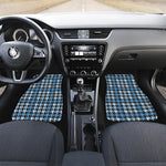 Blue Houndstooth Pattern Print Front and Back Car Floor Mats