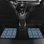 Blue Houndstooth Pattern Print Front and Back Car Floor Mats