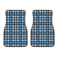 Blue Houndstooth Pattern Print Front Car Floor Mats
