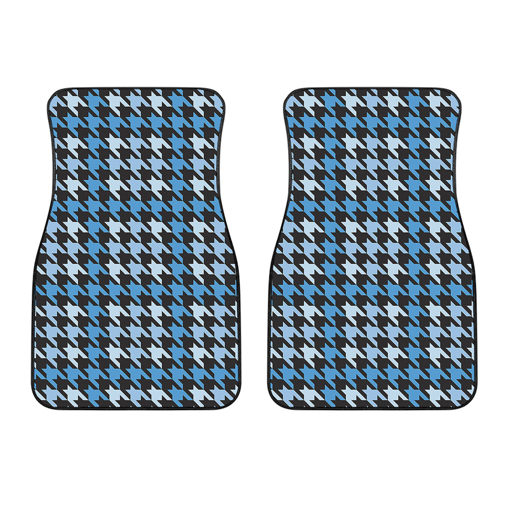 Blue Houndstooth Pattern Print Front Car Floor Mats