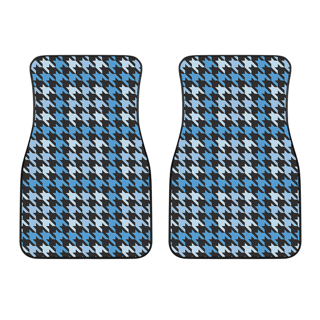 Blue Houndstooth Pattern Print Front Car Floor Mats