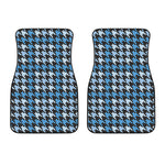 Blue Houndstooth Pattern Print Front Car Floor Mats