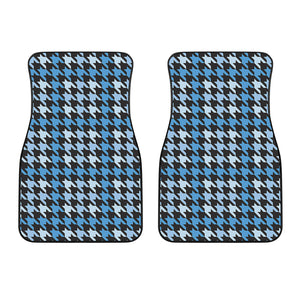 Blue Houndstooth Pattern Print Front Car Floor Mats