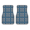 Blue Houndstooth Pattern Print Front Car Floor Mats