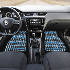 Blue Houndstooth Pattern Print Front Car Floor Mats