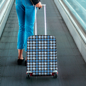 Blue Houndstooth Pattern Print Luggage Cover