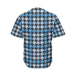 Blue Houndstooth Pattern Print Men's Baseball Jersey