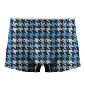Blue Houndstooth Pattern Print Men's Boxer Briefs
