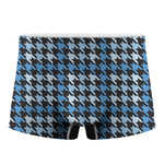 Blue Houndstooth Pattern Print Men's Boxer Briefs