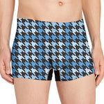 Blue Houndstooth Pattern Print Men's Boxer Briefs