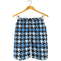 Blue Houndstooth Pattern Print Men's Shorts