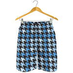 Blue Houndstooth Pattern Print Men's Shorts