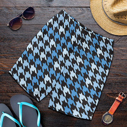 Blue Houndstooth Pattern Print Men's Shorts
