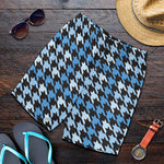 Blue Houndstooth Pattern Print Men's Shorts