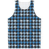 Blue Houndstooth Pattern Print Men's Tank Top